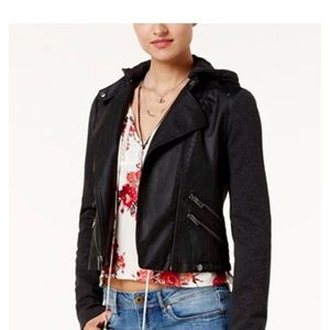 AmericanRag contrast and faux leather moto jacket